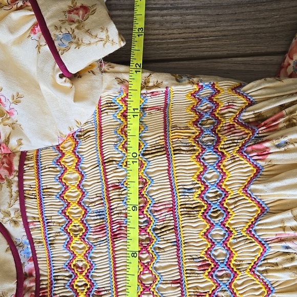 Handmade Prairie Floral Butter Yellow Kids Dress - Picture 8 of 8
